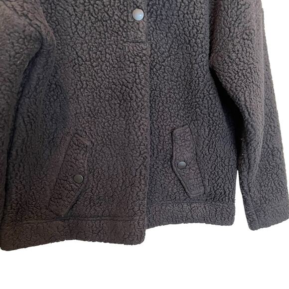 J Crew Snap-Collar Sherpa Sweatshirt in Polartec® Fleece Black Women's S - Picture 6 of 10